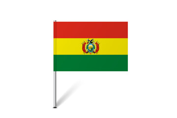 Bolivia flag - map pin flag representing a country cultural identity and heritage. The essence of national pride and unity. Map pin flag stuck in a white background