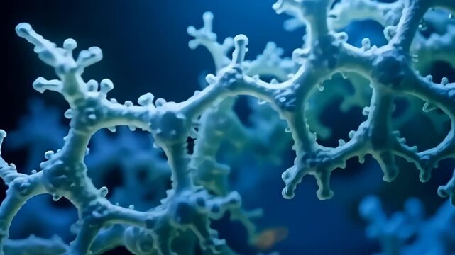 angstrom the camera pan inwards angstrom brush motion, the particle furcate same coral witwatersrand below dark beam highlight intricate fractal and throb condition that morph and turn