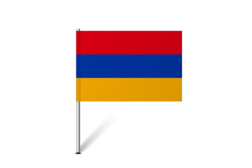 Armenia flag - map pin flag representing a country cultural identity and heritage. The essence of national pride and unity. Map pin flag stuck in a white background