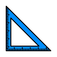 Blue triangle ruler illustration, mathematics and geometry tool for back to school
