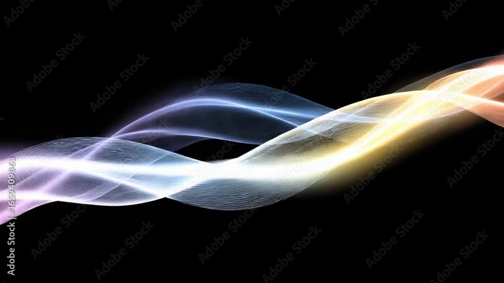Poster abstract wave of light: a mesmerizing stream of vibrant light gracefully flows against a dark backdr