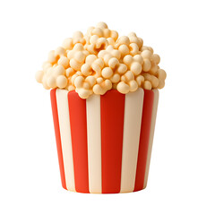 Close-up of tasty popcorn in a classic red and white striped cinema bucket