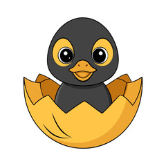 Vector art illustration of a duckling in an eggshell