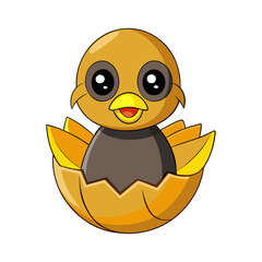 Vector art illustration of a duckling in an eggshell