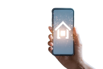 Smartphone displaying a house icon