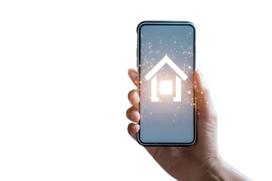 Smartphone displaying a house icon