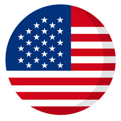 American flag design on a circular button or badge with white background