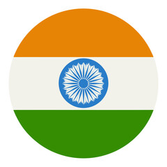The national flag of India in a circular shape with white background
