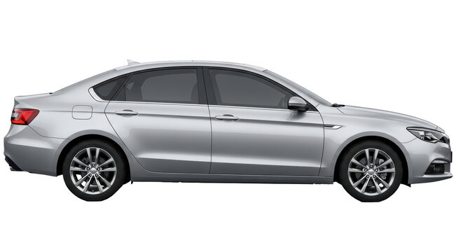 Isolated Silver Sedan Car