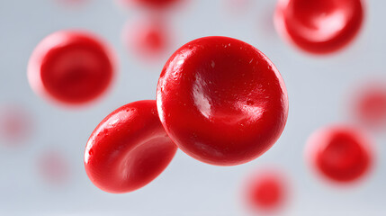 Illustration of iron deficiency anemia showing healthy and unhealthy red blood cells