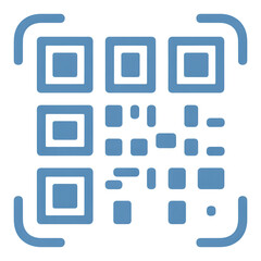 Blue QR code icon for scanning and digital access