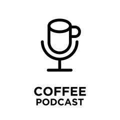 Coffee Podcast Logo Design with Mug and Microphone