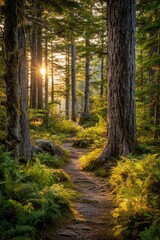 Obraz premium Sunbeams on a forest path