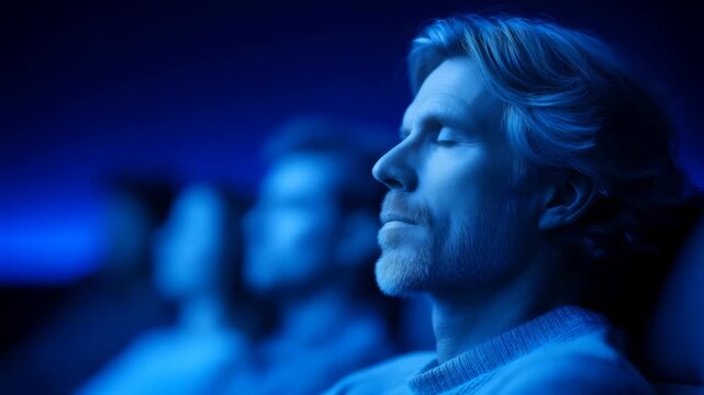Audience Focuses on Man Thinking About Future Prospects