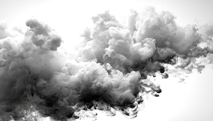 Naklejka premium Abstract monochrome ink clouds against white