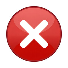 Obraz premium Red error icon with white cross symbol
