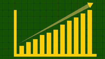 Animated financial growth chart with trend line.Animated growing arrow over graph bar. business graph showing arrow growth. Business success bar chart. arrow growth business concept over gride screen - Powered by Adobe