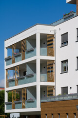 Facade of a modern apartment building with stylish balconies