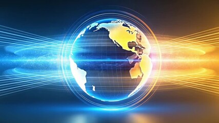 Global Network Technology Digital World Rotating Earth Futuristic Animation High Definition Broadcast Quality Seamless Loop Abstract Background Corporate Presentation Technology