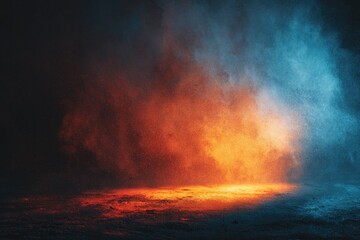 Obraz premium Dramatic, contrasting, smoky, scene with fiery and icy hues