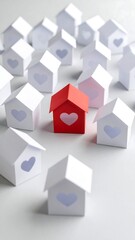 Red house among white houses (1)