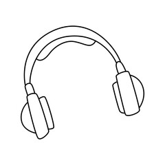Simple Illustration of Wired Over-Ear Headphones in Black and White Style
