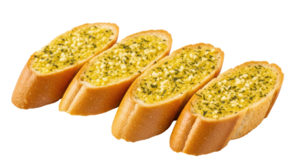 Isolated Garlic Bread Slices