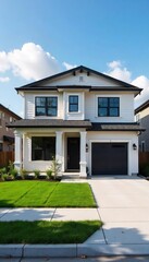 Modern Suburban Home Landscaped Yard, Attached Garage, New Construction
