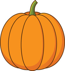 A Vibrant Orange Pumpkin with a Green Stem, Isolated on a White Background