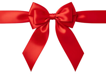 Elegant red satin ribbon bow isolated on transparent background