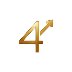 Obraz premium Gold 4 with upward arrow, stylized