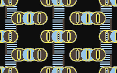 Memphis geometric seamless pattern, Retro playful bold print design, Abstract decorative textile background.