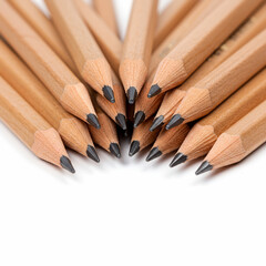 Obraz premium Closeup of a cluster of sharpened wooden pencils with graphite tips arranged in a semicircle