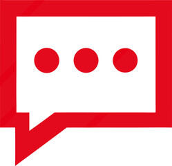 Red speech bubble icon with three dots on black background