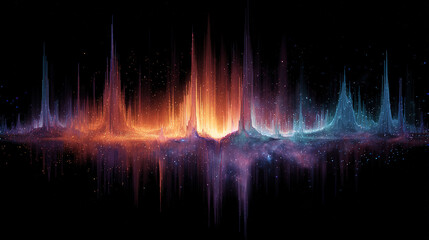 Cosmic nebula colors form an abstract soundwave pulsing with interstellar rhythms.