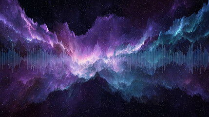 Cosmic nebula colors form an abstract soundwave pulsing with interstellar rhythms.