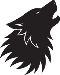 Black silhouette of a howling wolf head Wild animal vector design Symbol of freedom strength and nature Tribal art style Minimalist logo illustration