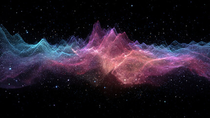 Cosmic nebula colors form an abstract soundwave pulsing with interstellar rhythms.