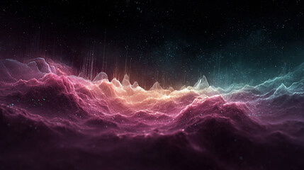 Cosmic nebula colors form an abstract soundwave pulsing with interstellar rhythms.