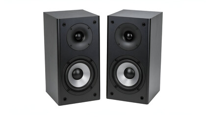 Obraz premium Black Stereo Speakers with Home Audio.
