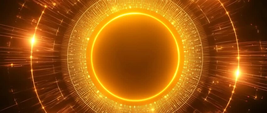 gold color circle glowing rays 4K animated video