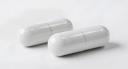 white pills on white background, Capsules dietary supplement isolated on a transparent background