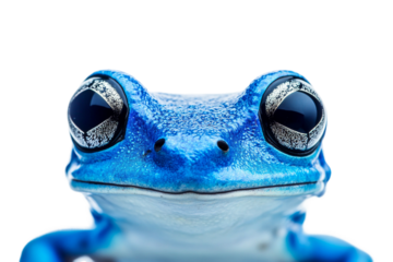 Tropical blue poison dart frog isolated on transparent background