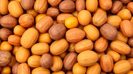 Obraz premium A macro closeup of a group of organic mixed date fruit nuts in a natural brown shell.