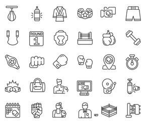 Boxing icons set. vector. editable 