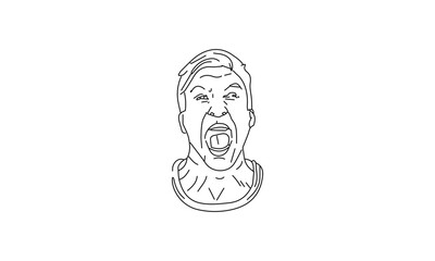 Line Drawing of a Bearded Man – Minimalist Male Portrait Sketch in Black and White
