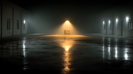 Modern lamp lighting up dimly lit room high resolution photo