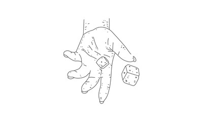 Minimalist Line Drawing of a Hand Rolling Dice