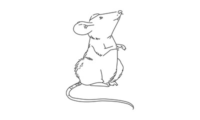 Minimalist Line Art Sketch of a Mouse