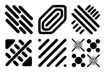 Collection of Abstract Geometric Black and White Line Art Icons